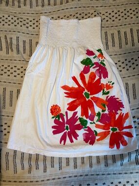 Strapless Old Navy White Floral Smocked Sundress Medium